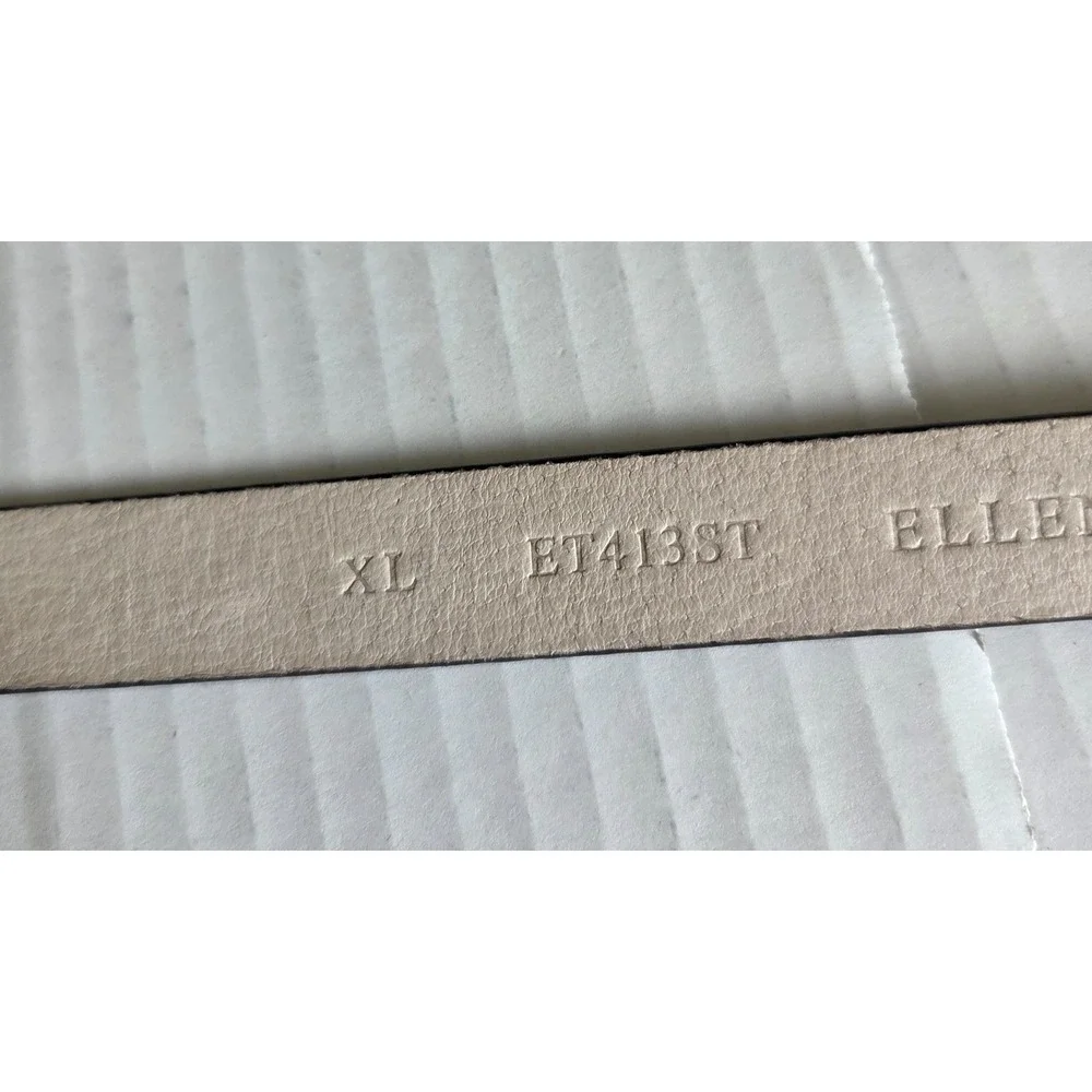 Ellen Tracy Womens Belt Genuine Leather Black Silver Tone Brackets Buckle  XL